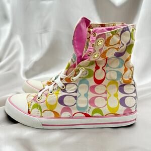 Coach Bonney Women’s 7.5 B Signature Logo High Sneaker Shoes A1288